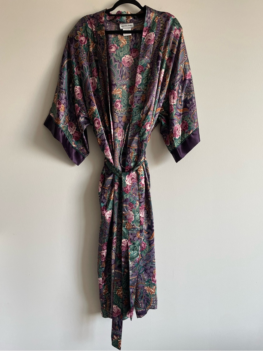 Vintage August Max Woman Robe Long Maxi Kimono Sleepwear Floral Dressing Gown 3X